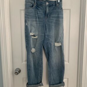 Torrid Distressed Vintage Stretch Boyfriend Denim Jean Light Wash